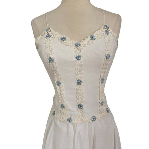 1950’s MCM Handmade One of a Kind Something Blue Cottage Wedding Dress - Picture 3 of 4